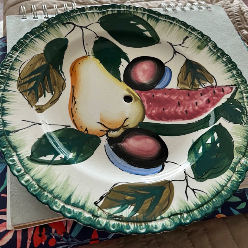 ANTIQUE CERAMIC 2 PIECE HANDMADE SERVING DISH FROM THE 1970’S - Picture 3 of 13